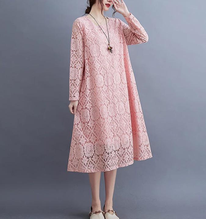 

Елегантна мереживна сукня з V-подібним вирізом та короткими рукавами, сукня довжини до коліна, що струмує, для жінок, повсякденна літня сукня 3XL