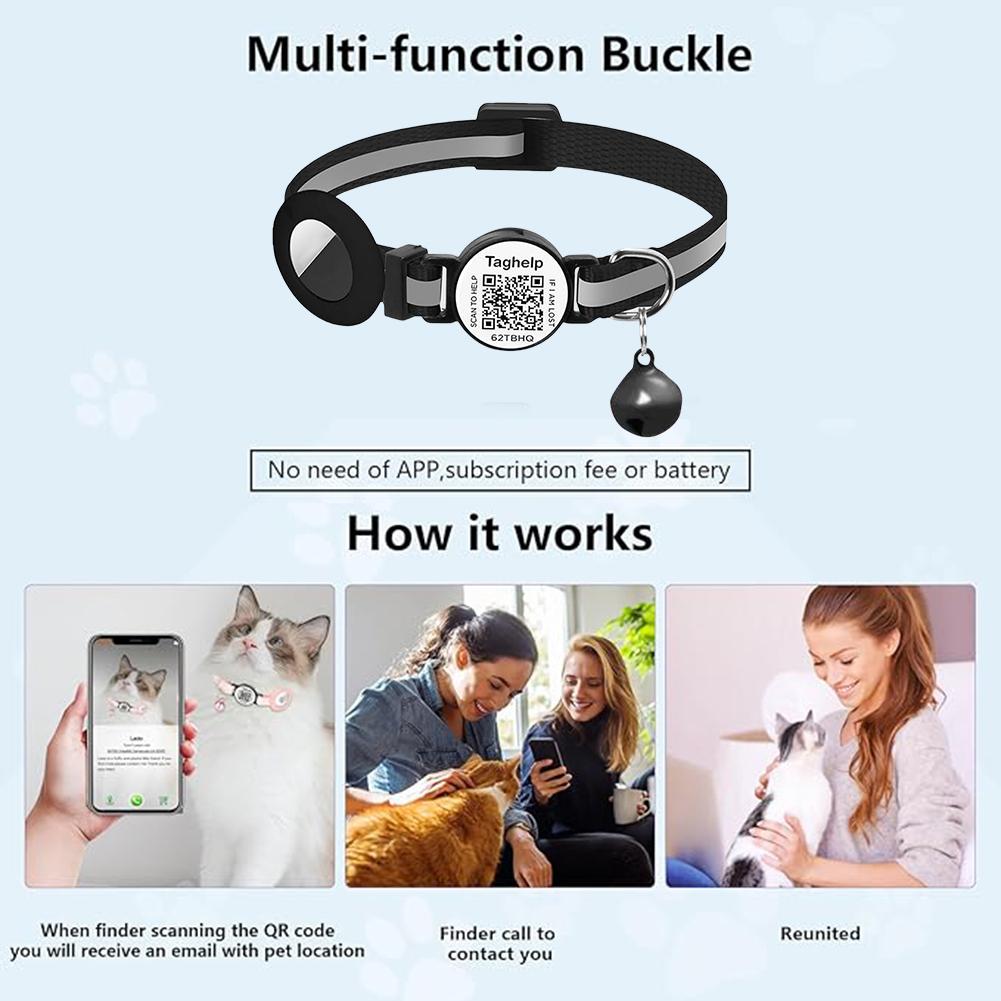 

For Airtag Cat Collar Breakaway Kitten Collar with QR Code Name Tag & Bell Pet ID Tag Quick Release Tracker Cat Collars for Cats China Mainland