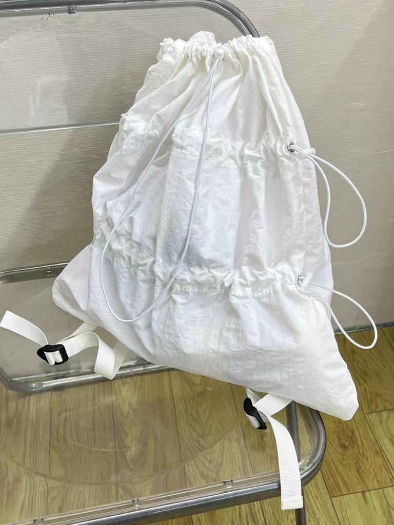 Biały plecak ze sznurkiem damski plecak typu worek w stylu lazy wind lekki nylonowy plecak odporny na zachlapania