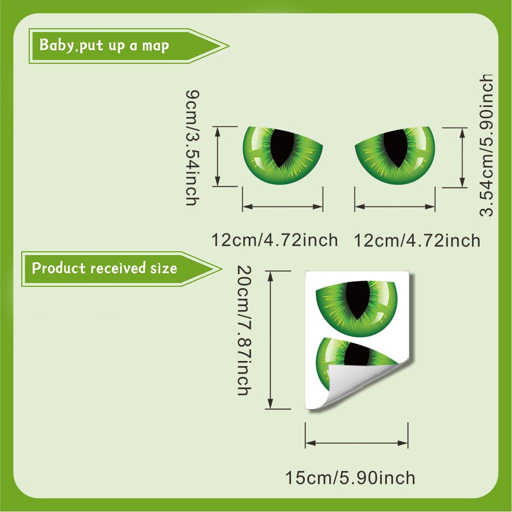 Creative Green Glow Eyes Toilet Stickers, Waterproof Self-adhesive Decals for Bathroom Toilet Lid Decor