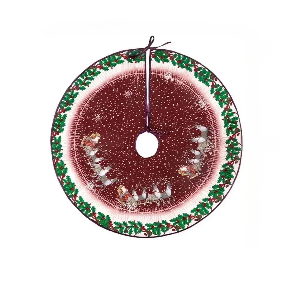 60/70/90cm Christmas Tree Skirt Red Christmas Tree Foot Cover Santa Claus Snowflake Christmas Tree Carpet Base Mat Decorations