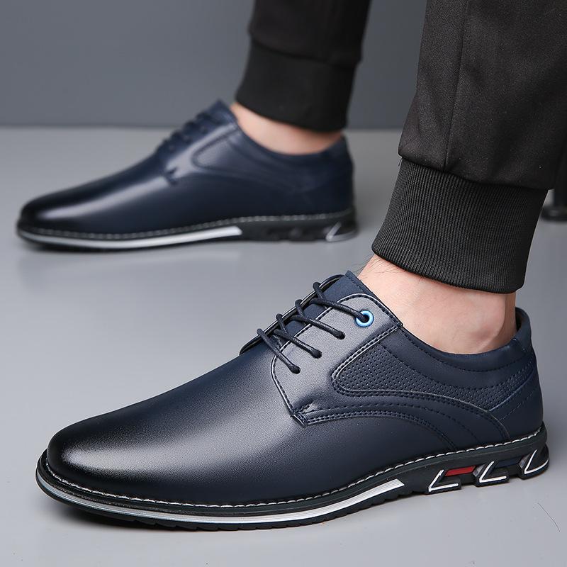 New Men'S Pu Leather Derby Shoes Big Size 38-53 Comfortable Breathable Lace Up Formal Casual Business Shoes Non-Slip Sneakers