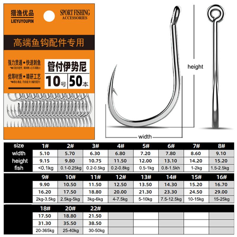 50Pcs Fishing Hooks Saltwater High Carbon Steel Drag 1-50kg Size 2 - 22 Barbed Carp Circle Hooks Fishing