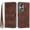 Protective Shell for Honor 70 5G Triangle Imprint Leather Stand Wallet Mobile Phone Cover with Strap