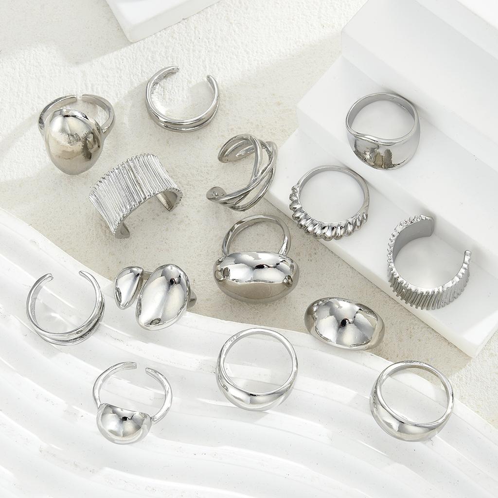 14 Pcs/Set Punk Ring Set For Women Vintage Chunky Silver Color Geometric Rings Fashion Personalized Daily Party Jewelry Gift New