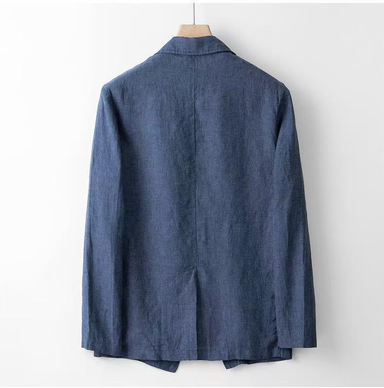 Men's Summer Korean Style Linen Suit Slim Fit Thin Cotton Linen Casual Loose Jacket Sun Protection Two-Piece Set