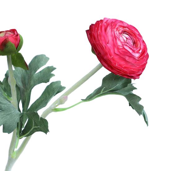 Sztuczny Jaskier Azjatycki 2 Główki Realistyczny Sztuczny Jedwabny Kwiat z Łodyżką Dekoracja Stołu Weselnego Imprezy Biura Domowego Wazon Sztuczny Kwiat