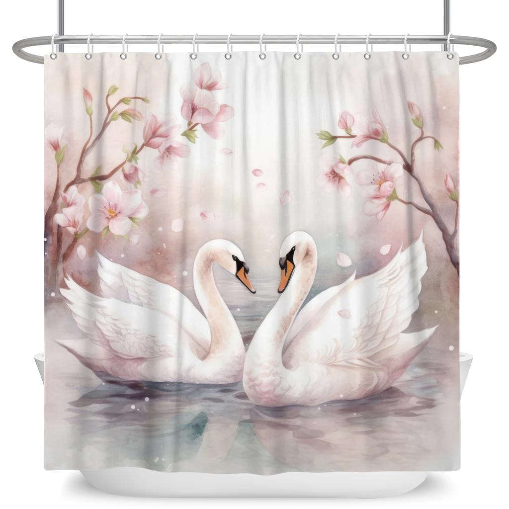 Elegant Flowers Shower Curtain Colorful Floral Shower Curtain Waterproof Polyester Bathroom Curtains Bathtub Decor with 12 Hooks