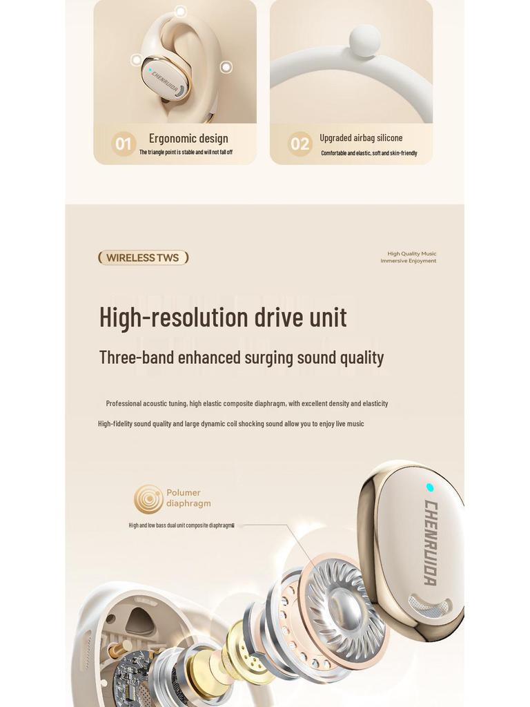 Air Conduction Bluetooth Earphones: Ear-hook Design, High Sound Quality, Long Battery Life