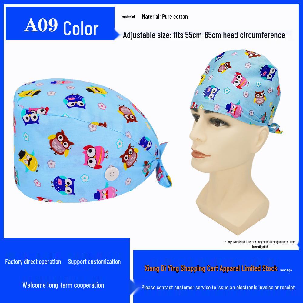 Pure Cotton Printed Surgical Cap for Nurses and Doctors