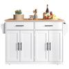 Serving Trolley with Folding Table Top, 120x46(70)x91cm, White, with Castors And Interchangeable Wooden Legs, Ideal for Kitchen And Dining Room