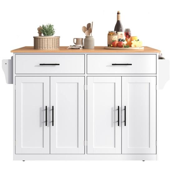 Serving Trolley with Folding Table Top, 120x46(70)x91cm, White, with Castors And Interchangeable Wooden Legs, Ideal for Kitchen And Dining Room