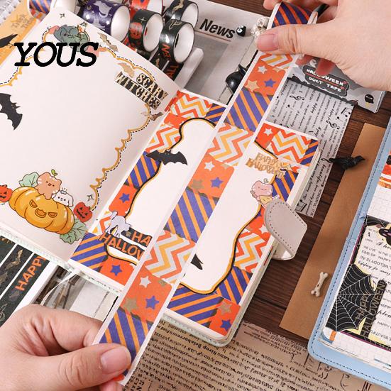 Pumpkin And Bat Washi Tape 8 Rolls Halloween Tape, Spooky Witch Cat Pattern Decorative Hot Stamping for Junk Journaling Supplies, Scrapbooking,