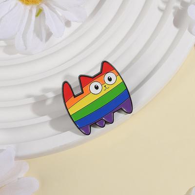 Rainbow Cat Enamel Pins Custom LGBT Pride Flag Brooches Lapel Badges Clothes Animal Jewelry Gift for Friends