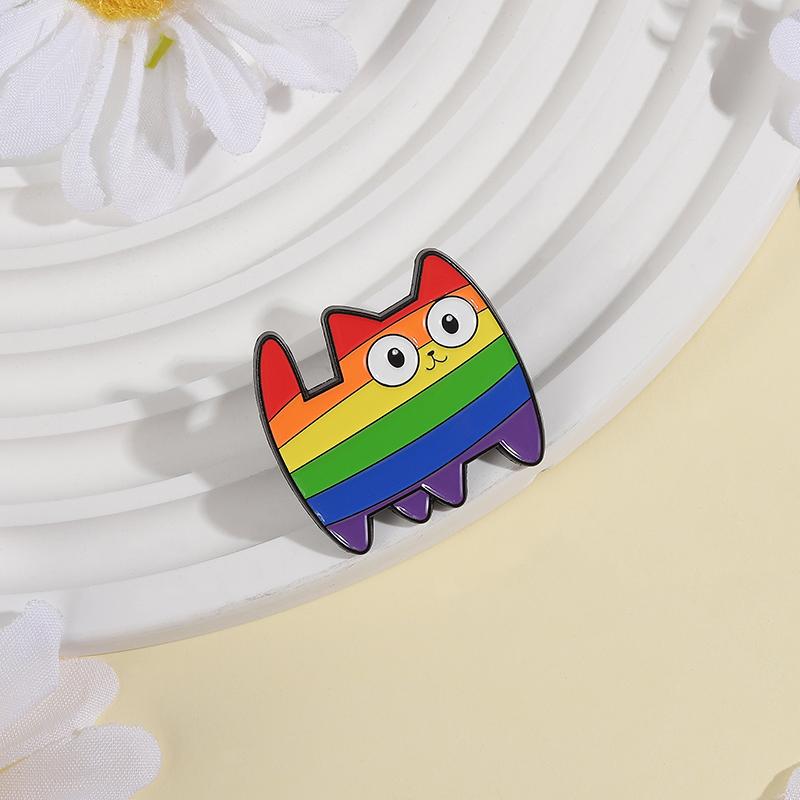 Rainbow Cat Enamel Pins Custom LGBT Pride Flag Brooches Lapel Badges Clothes Animal Jewelry Gift for Friends