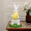 Handcrafts Resins Easters Bunnies Holding Eggs Decoration Cute Rabbit Figurine with Lawn Base for Home and Office Decors