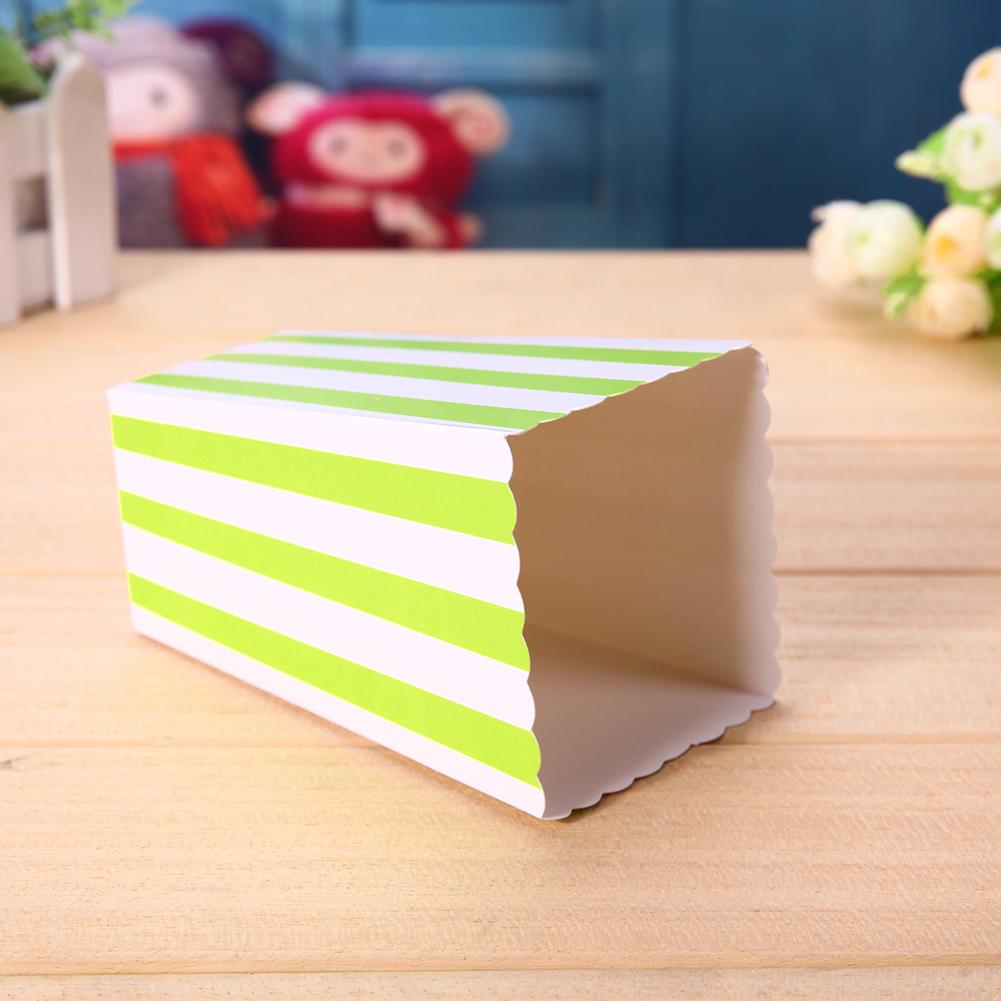 10pcs Popcorn Boxes Colorful Chevron Stripes Stiff Paper Box Pop Corn Candy Sanck Favor Bags Wedding Birthday Party Decoration