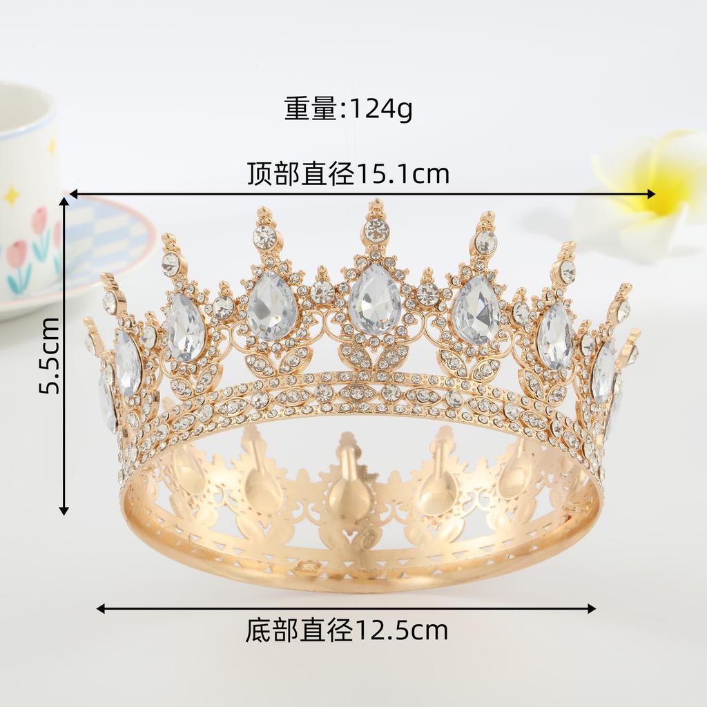 Luxury New Arrival Birthday Party Bridal Performance Crown Princess High-end Wedding Bride Headpiece Round Crown Tiara