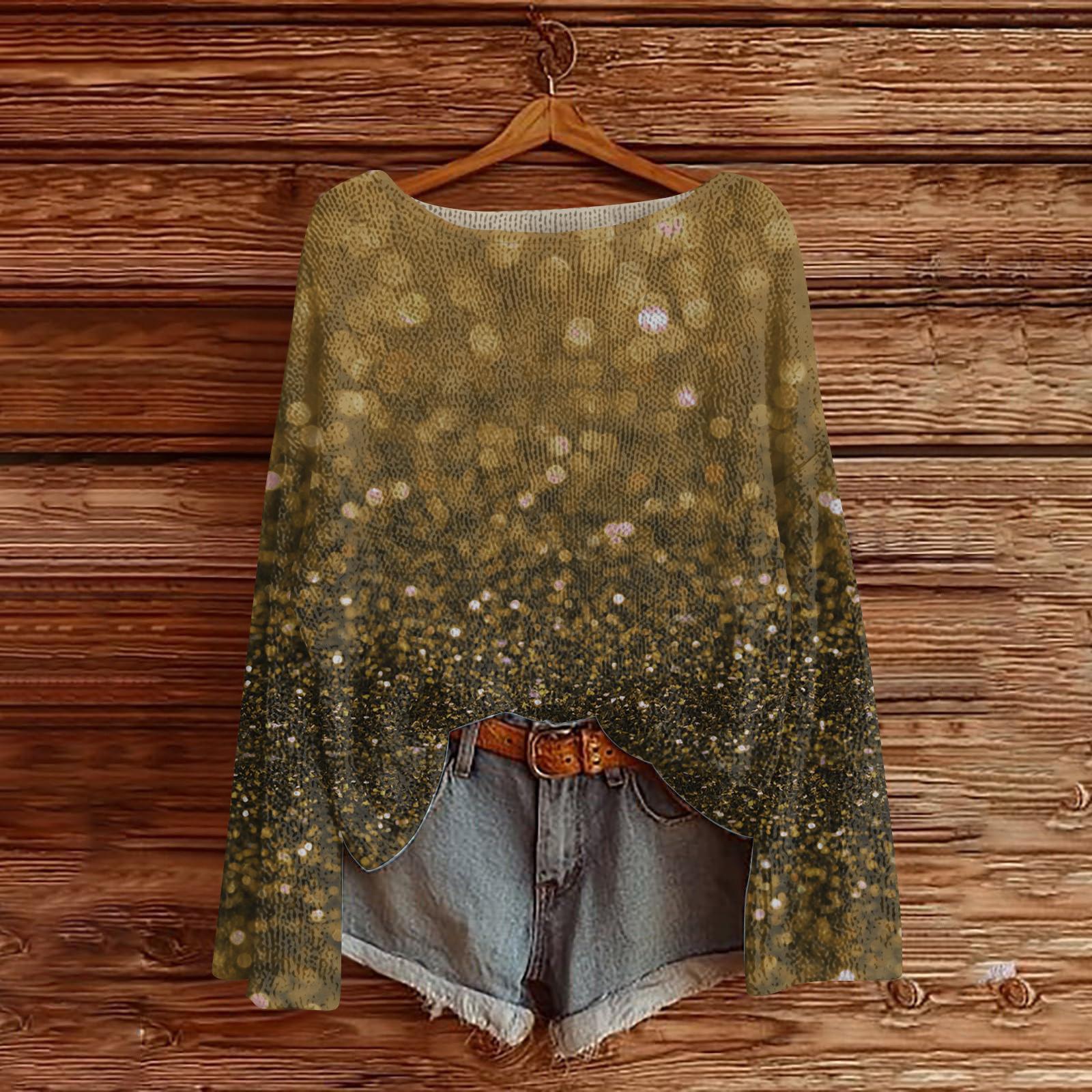 

Women s Fashion Round Neck Long Sleeve Pullover Faux Sweater Knitted Pullover Top M золотой