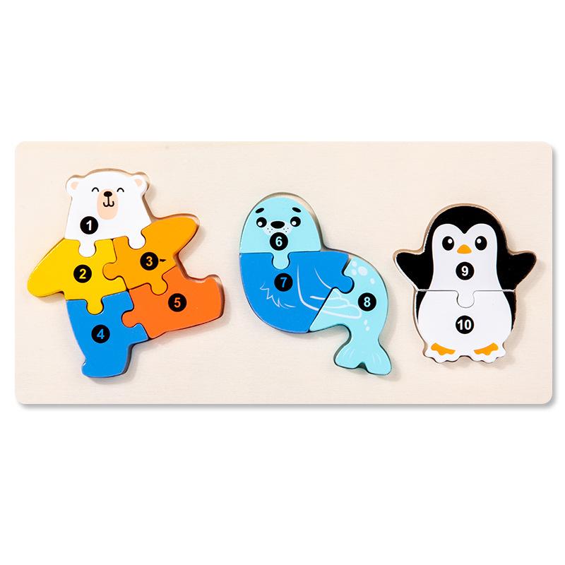3D Wooden Animal and Vehicle Jigsaw Puzzles for Children - Educational, Large Piece, Interlocking Board Toys.