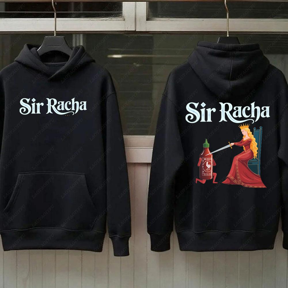 Sir Racha Man Woman 2 SidedHoodies Sri Racha Medieval Art Pullover Sriracha Fan Merch Retro Medieval Graphic Sweatshirt Hoodie