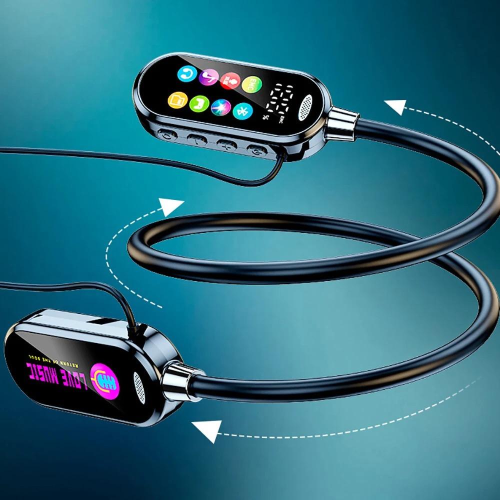 Color Screen Wireless Neckband Bluetooth Headphones Bluetooth 5.4 Headset HiFi Stereo Sports Headsets Magnetic Earbuds Waterproof Support TF Card P32