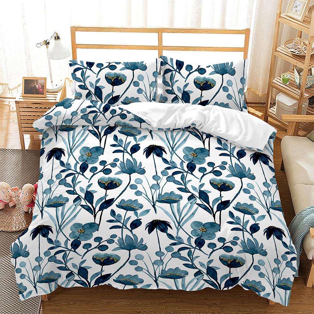 Home Textile Bed Three-Piece Flower Flower Digital Printing Quilt Cover