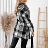 Women's Long Sleeve Single Breasted Plaid Print Shirt Collar Woolen Jacket Outwear