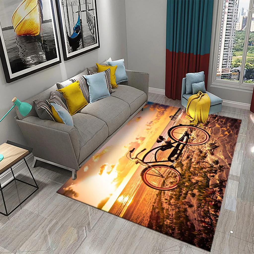 Dywan 3D w stylu vintage z rowerem Mata domowa do łazienki kuchni Dywan antypoślizgowy Mata dekoracyjna do salonu sypialni przedpokoju dla dzieci prezenty