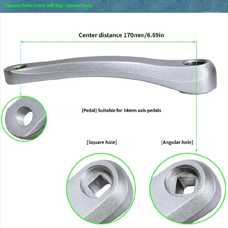 Lehký 170mm levý jednořetězový klikový rameno pro kolo Hliníkové slitiny Náhradní díly klikové sady Odolné