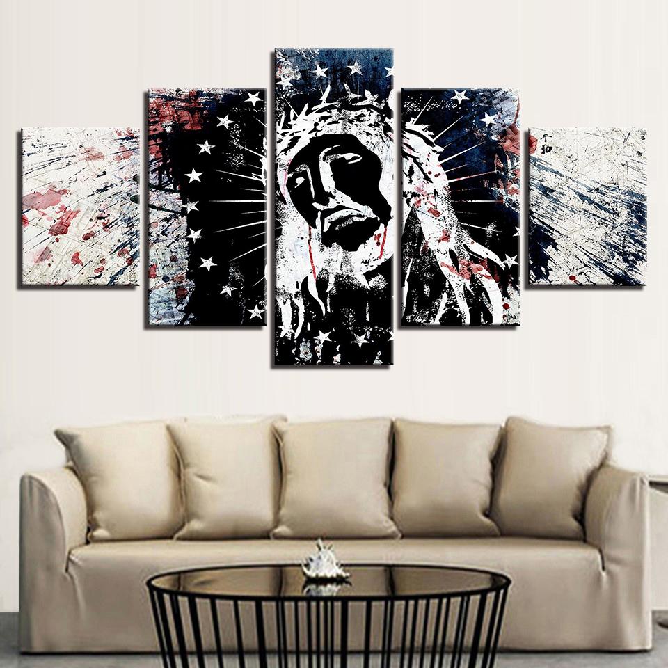 Framework HD Home Decoration Wall Art Modern Canvas Printed Living Room 5 Panel Jesus Chris Painting Modular Poster Pictures No Frame
