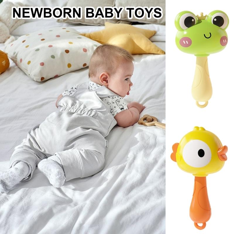 Handheld Shaker Toy for Infant Cartoon Duck Shape Newborns Gift Fun Activity Baby Shaker for 0-12 Month Baby Sensory Toy