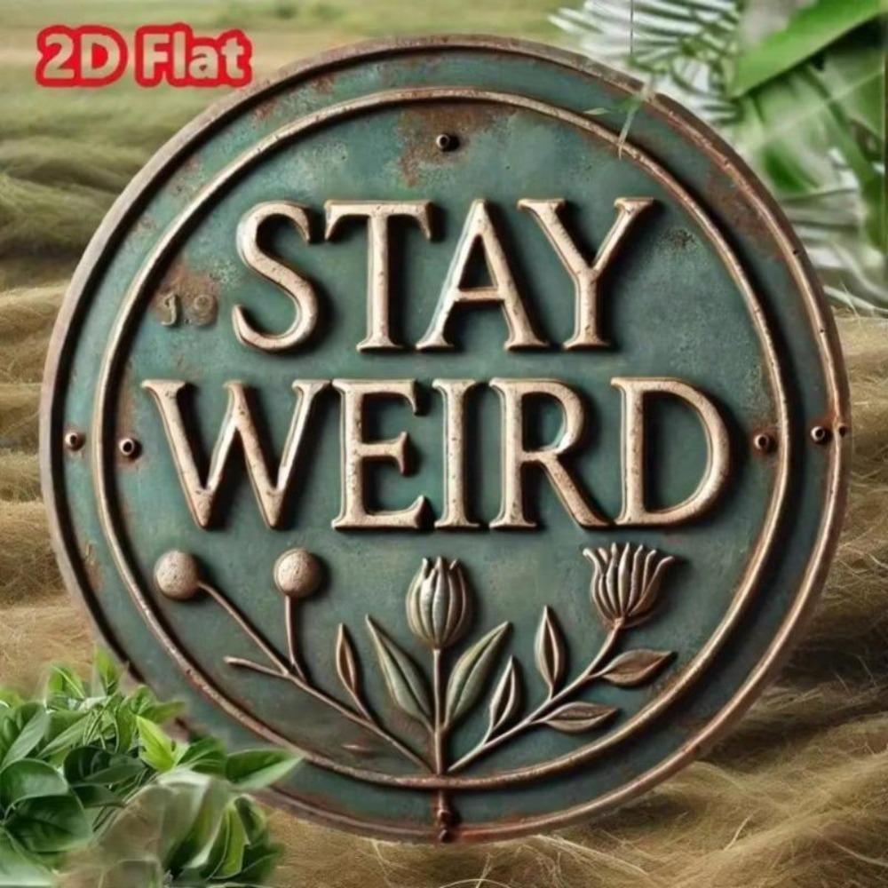 Vintage Stay Weird Round Metal Sign Creative Wall Decor Gift