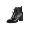 Fashion Ankle Boots For Women Casual Lace Up Autumn Spring Short Boot Female Thick Med Heel Black Red Shoes Lady Big Size 45 46