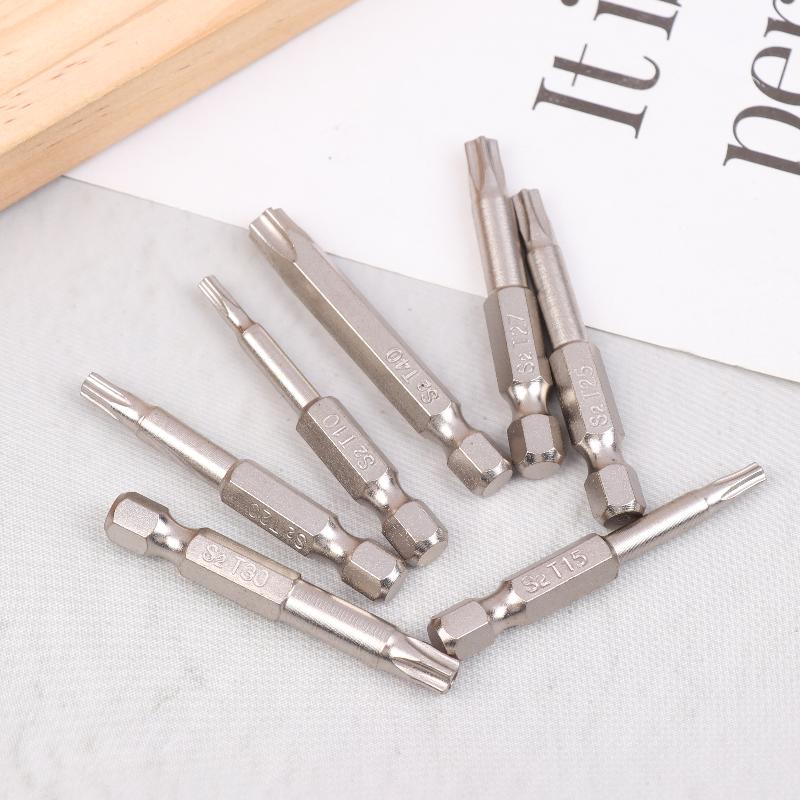 7 Pcs S2 Magnetic Star Screw Driver 5 Point Screwdriver Bits 50Mm 1/4" Hex Shank T10 T15 T20 T25 T27 T30 T40
