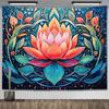 Boho Lotus Flower Wall Hanging Tapestry Colorful Landscape Floral Tapestrys Room Decoration Aesthetic Yoga Mats Altar Cloths