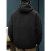 Pánský svetr s kapucí a výstřihem do V, větší velikost, z jehněčí vlny a bavlny - Zimní, teplý, trendy oversized design