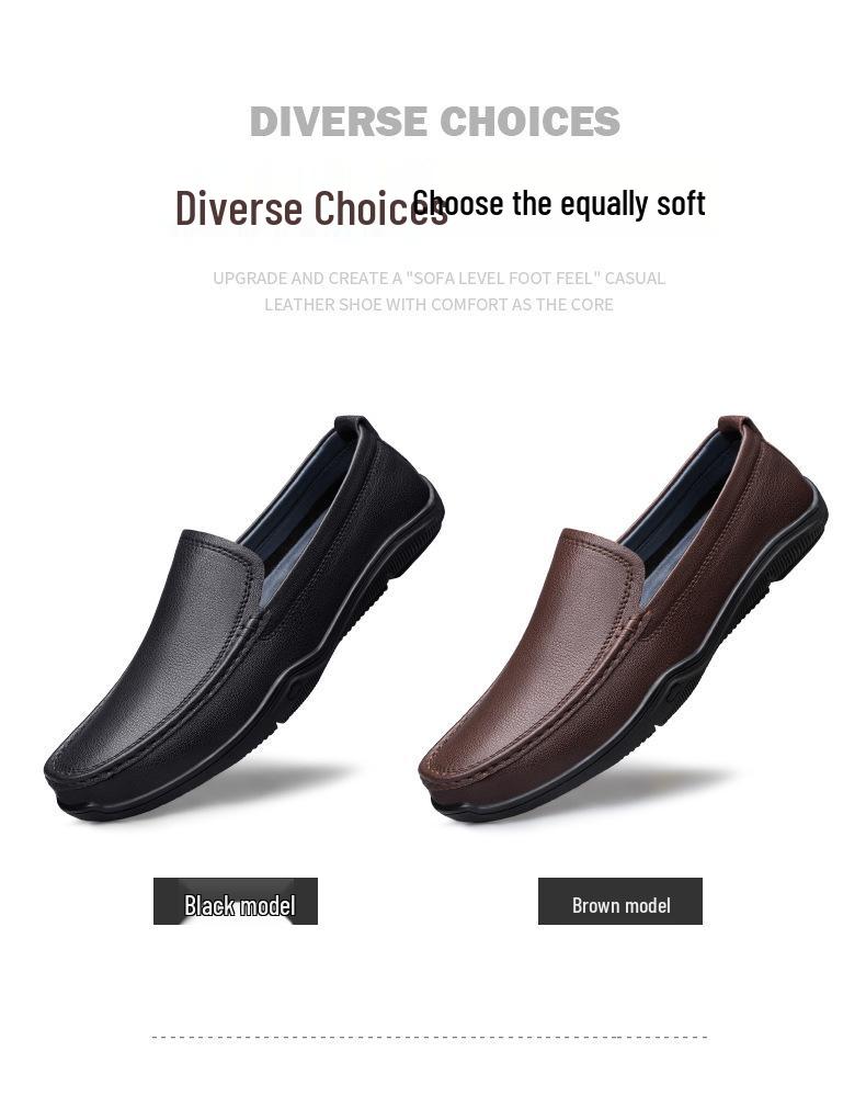 Men's Formal Leather Slip-On Loafers - New Style, Large Size, Versatile & Fashionable Dad Shoes