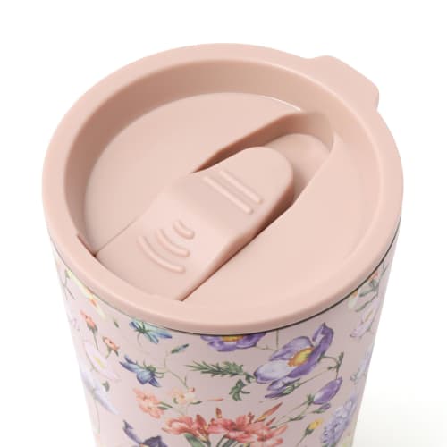 Francfranc Roost Thermo Tumbler, Medium Set, Multiflower Pink, 2024 Model, Double-walled Vacuum Insulated, Insulated, with Handle and Cup Sleeve
