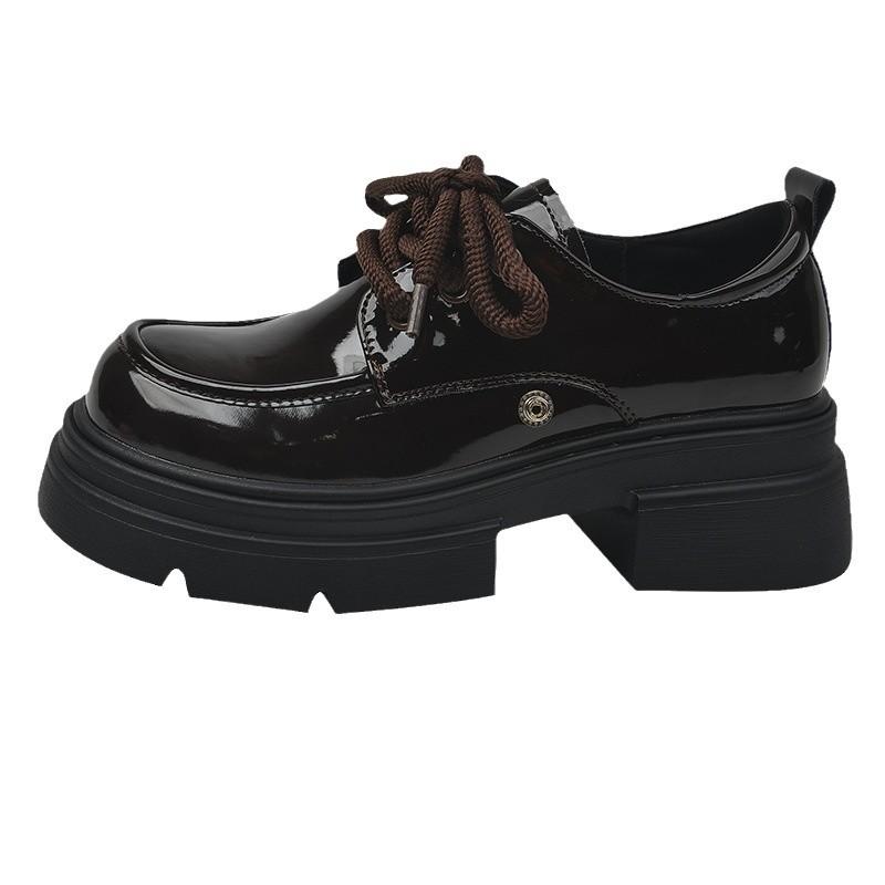 Small leather shoes women's 2025 new spring and autumn bow retro British style platform heightening Mary Jane loafers