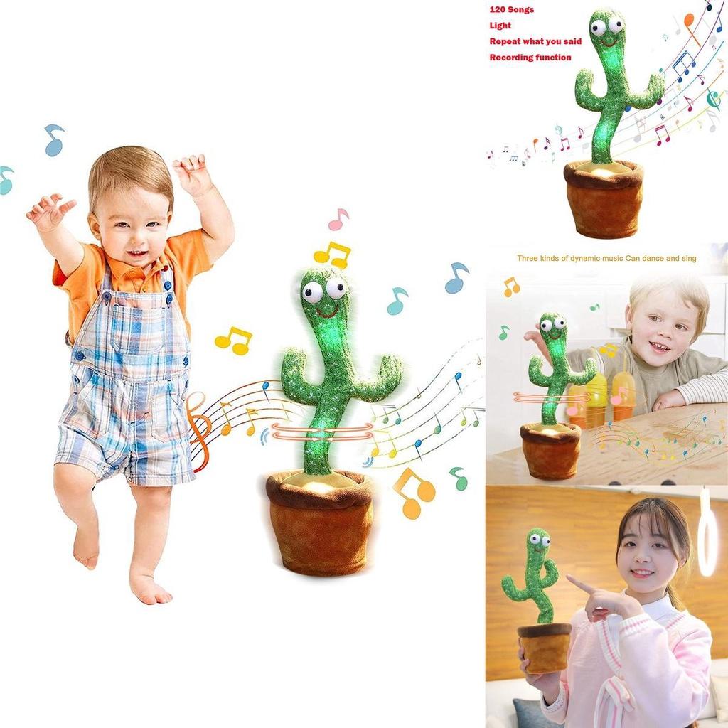Charming Electronic Shake Body Dancing Cactus Plush Toy With Learning Speaking Feature