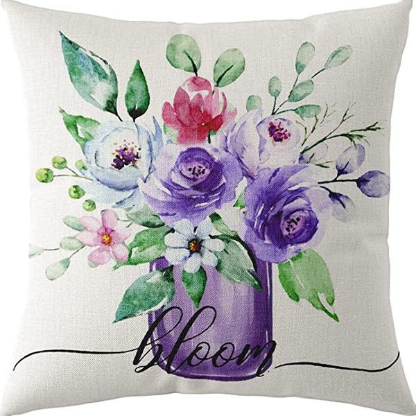 Flowers Daisy Tulip Printed Linen Pillow Case Home Living Room Sofa Bedroom Pillow Case