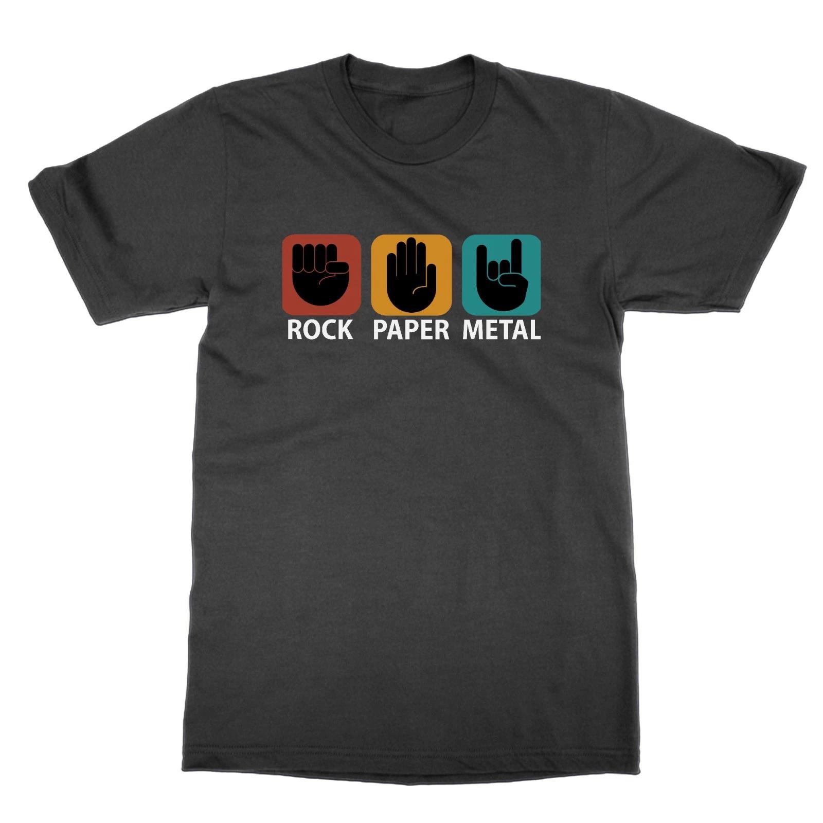 Rock Paper Metal t-shirt funny music band tee L