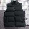 Men Vest Coat Zipper Closure Stand Collar Sleeveless Reversible Waistcoat with Pockets Printing Solid Color Drawstring Hem Puffer Vest