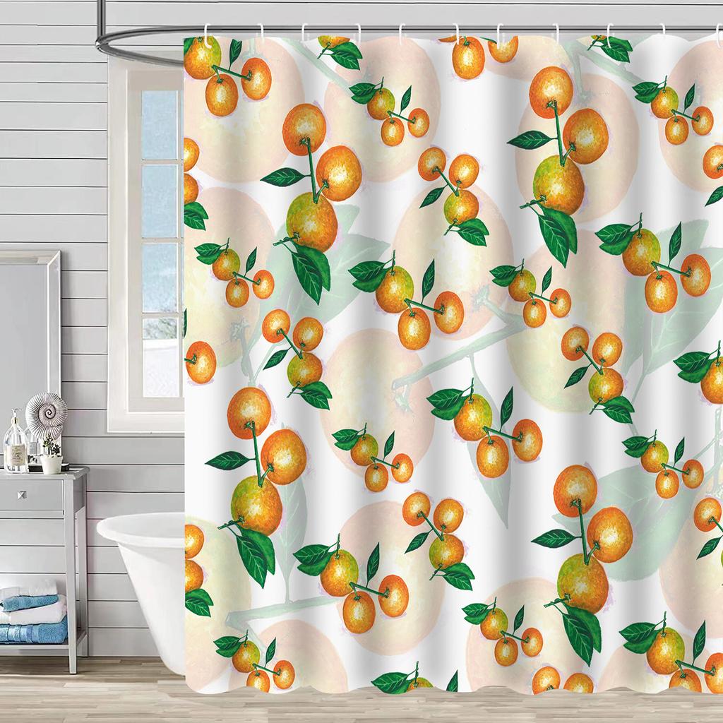 Bathroom Waterproof Curtain Digital Printing Plant Fruit Shower Curtain Free Punching Toilet Partition Curtain Shower Cloth
