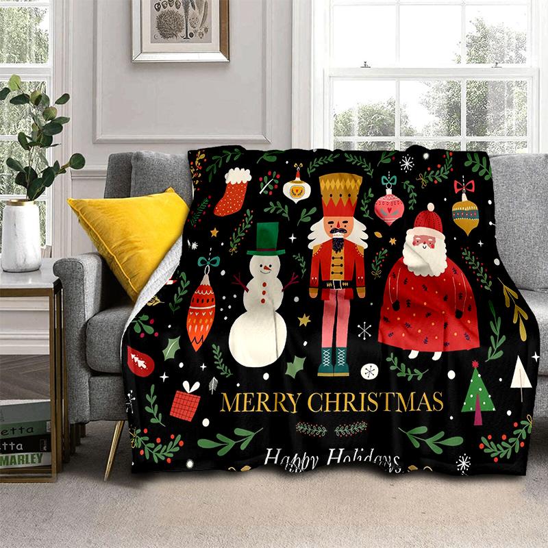 Cartoon Merry Christmas Gift The Nutcracker Doll Happy New Year Soft Flannel Blanket for Beds Bedroom Sofa Picnic,Throw Blanket