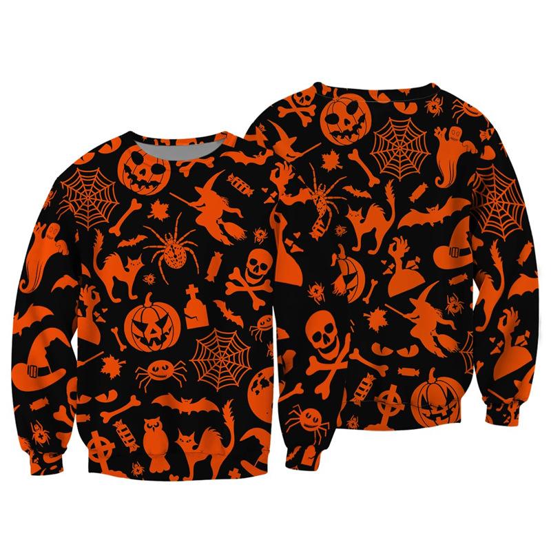 Autumn 3D Pumpkin Theme Printed Sweatshirts Fashionable Casual Sports Long Sleeved Men's Sweatshirts
