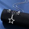 3pcs Set Classic Simple Five-pointed Star Pendant Necklace for Women Men Temperament Stainless Steel Choker Earrings Jewelry Set