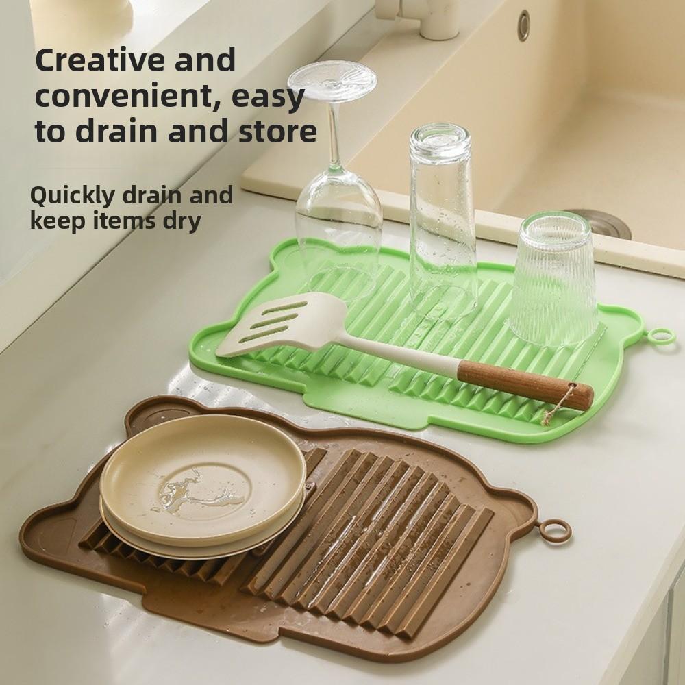 Draining Design Dish Drying Mat Non-Slip Base Heat Resistant Trivet  Kitchen Use