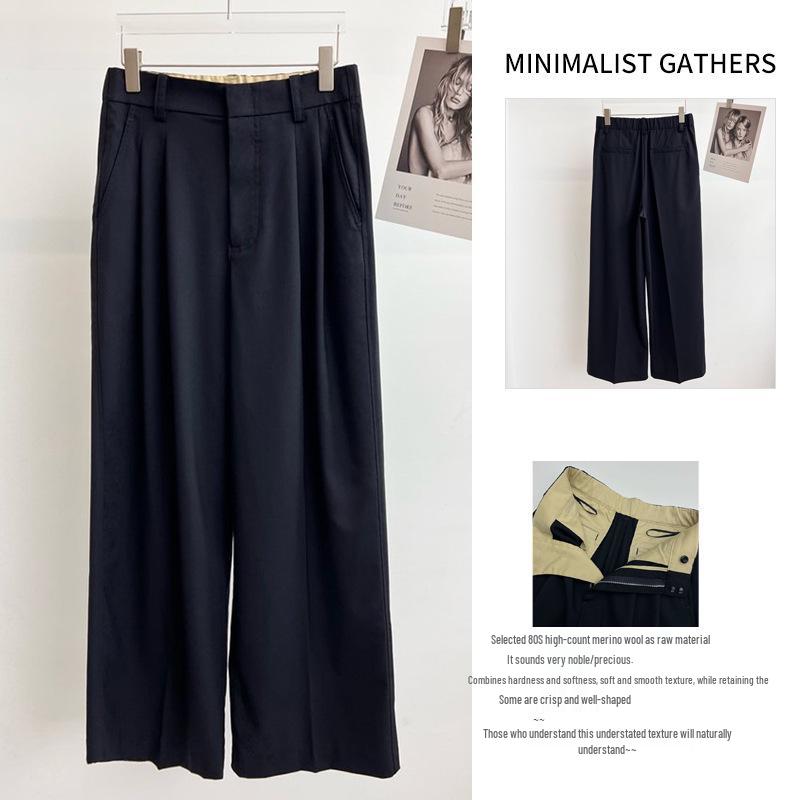 

Celebrity Style High-Count Wool Double Pleat Wide-Leg Trousers - Spring 2026 Collection Extra Small темно-синий